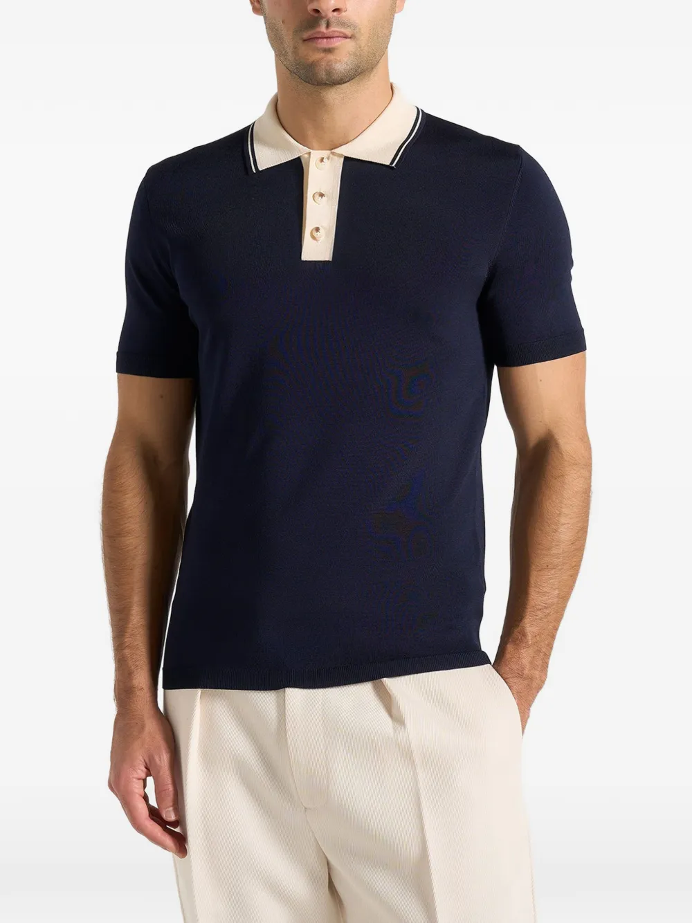 Manière De Voir Roux poloshirt met contrasterende kraag Blauw