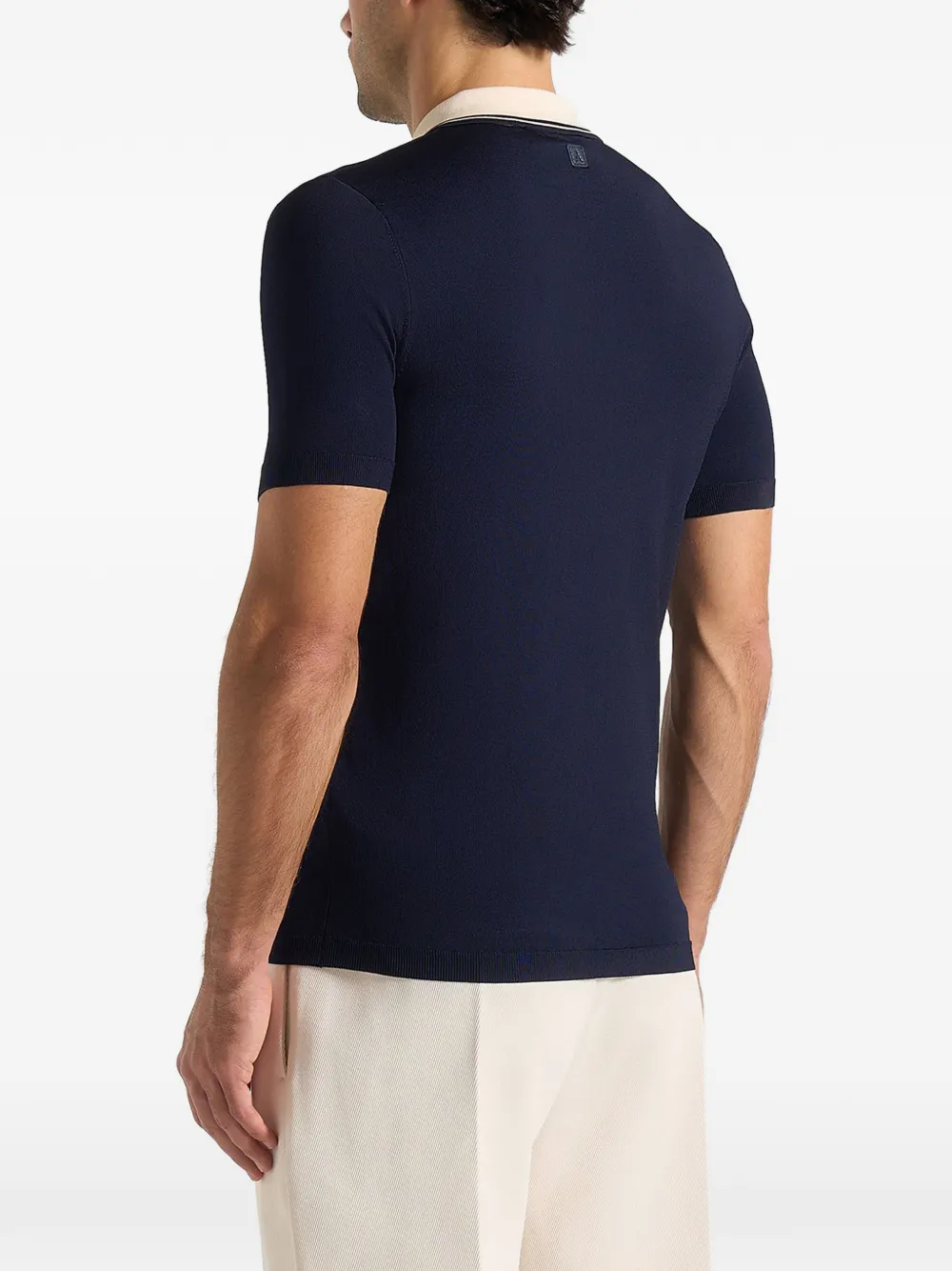 Manière De Voir Roux poloshirt met contrasterende kraag Blauw