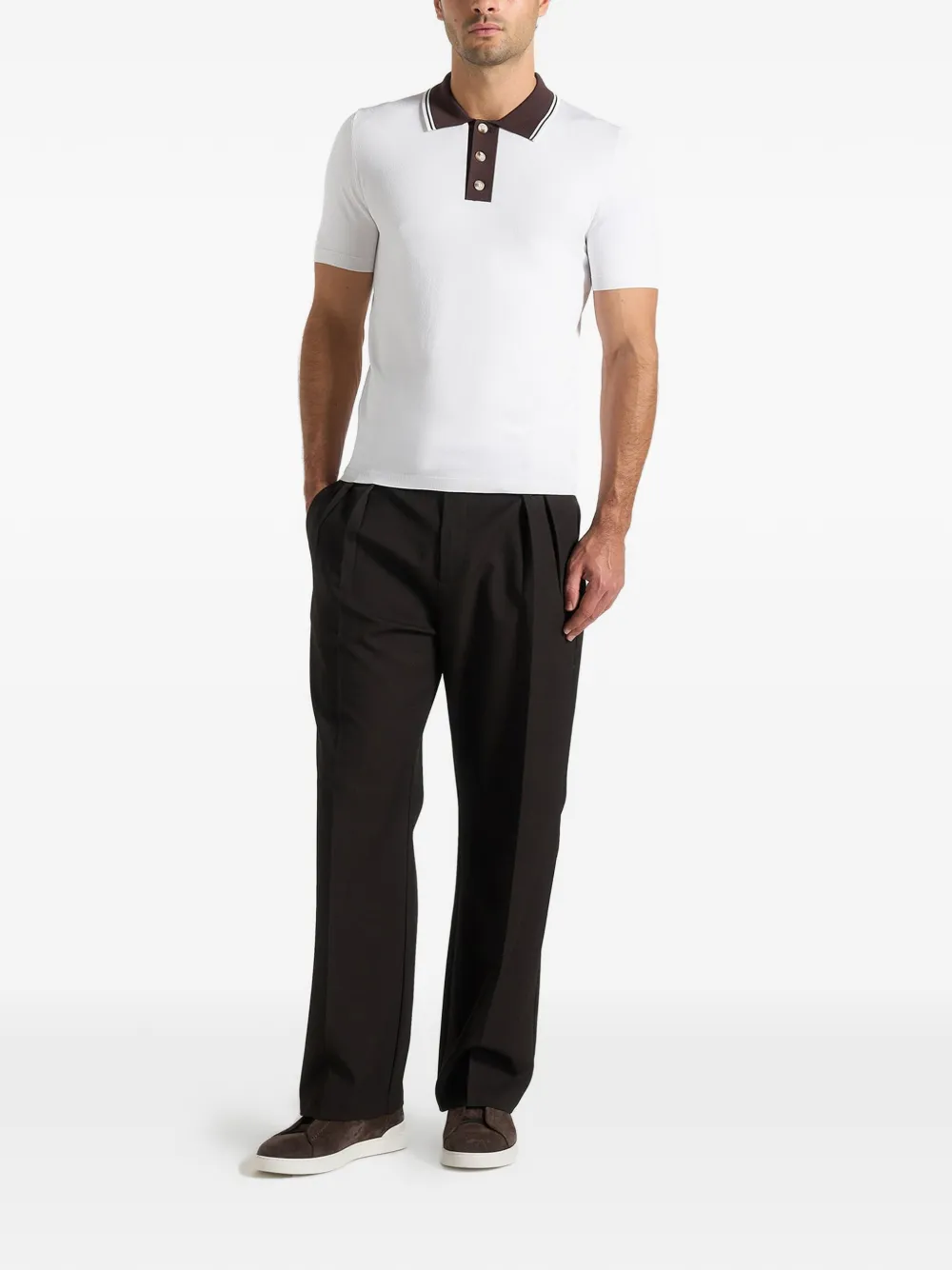 Manière De Voir Roux poloshirt met contrasterende kraag - Wit