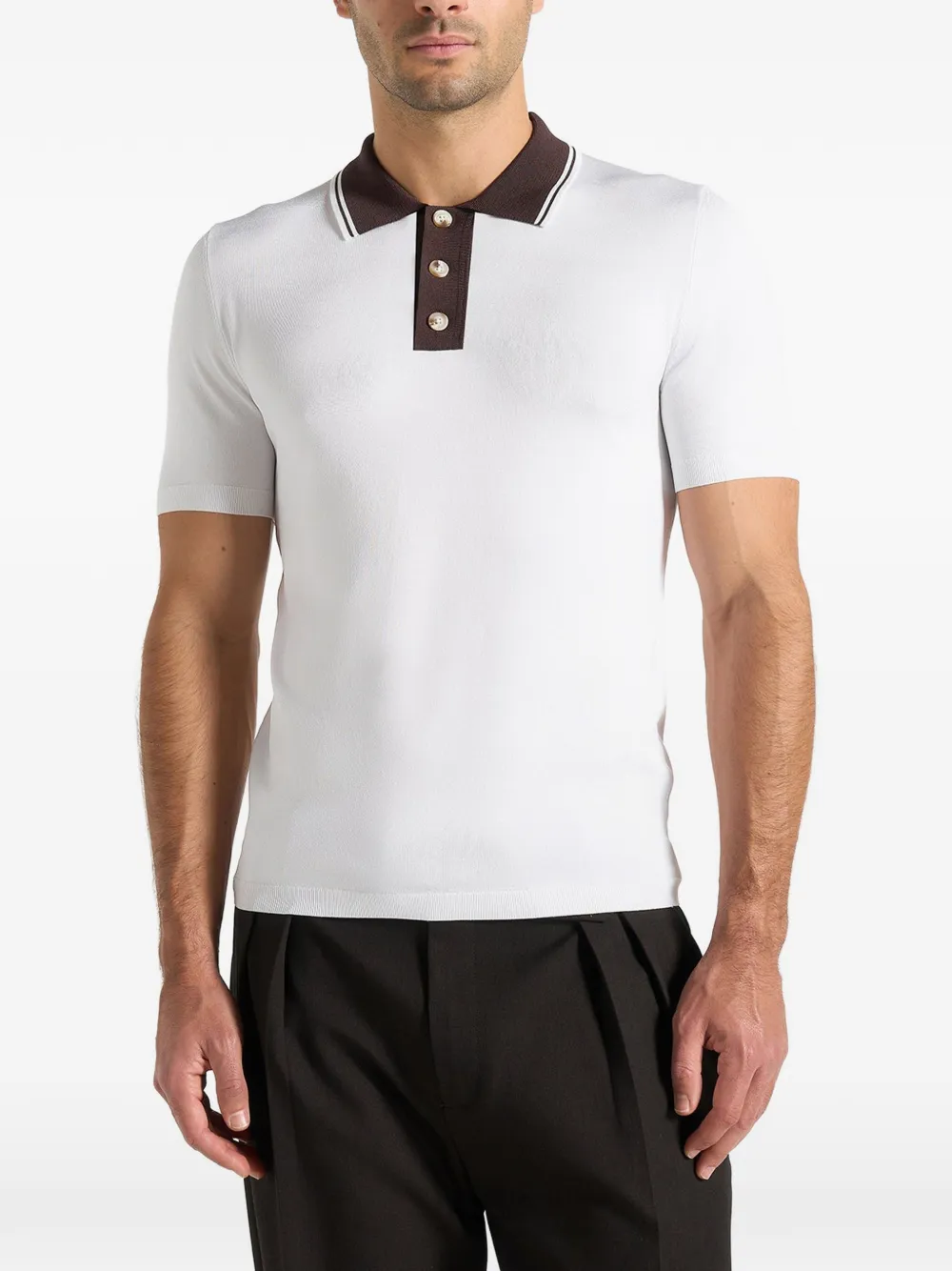 Manière De Voir Roux contrast-collar polo shirt - Bianco