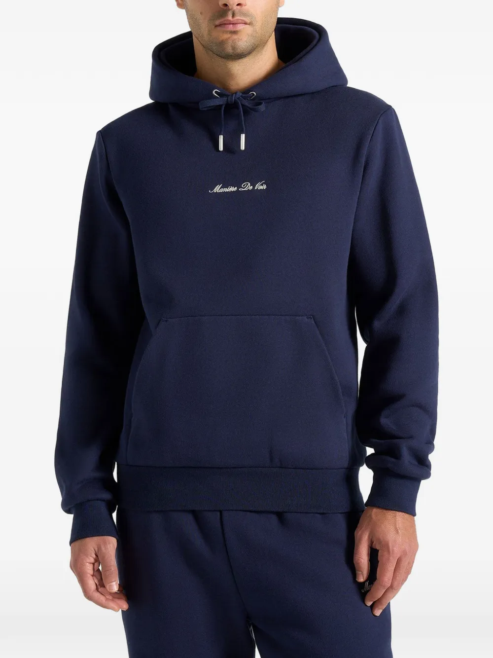 Manière De Voir JS004 Signature regular-fit hoodie Blauw