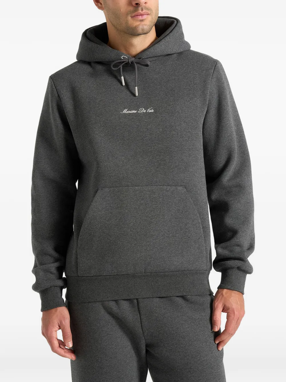 Gustave Logo-Embroidery Regular-Fit Charcoal Grey Hoodie