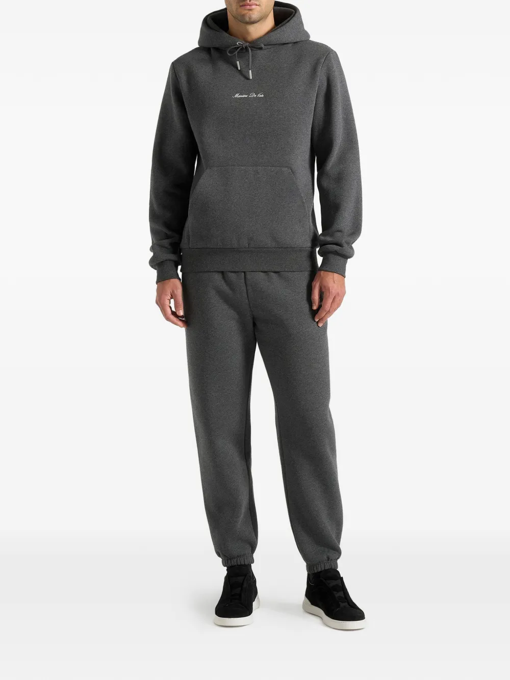Gustave Logo-Embroidery Regular-Fit Charcoal Grey Hoodie