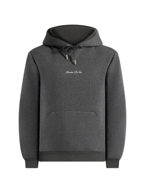 Manière De Voir Gustave logo-embroidery regular-fit charcoal grey hoodie