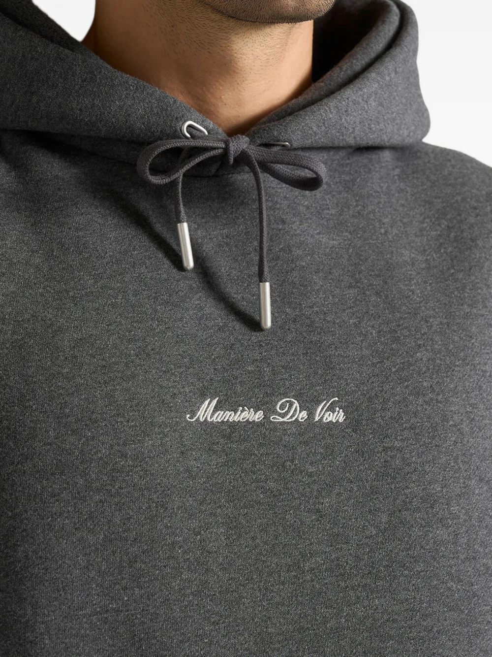 Gustave Logo-Embroidery Regular-Fit Charcoal Grey Hoodie