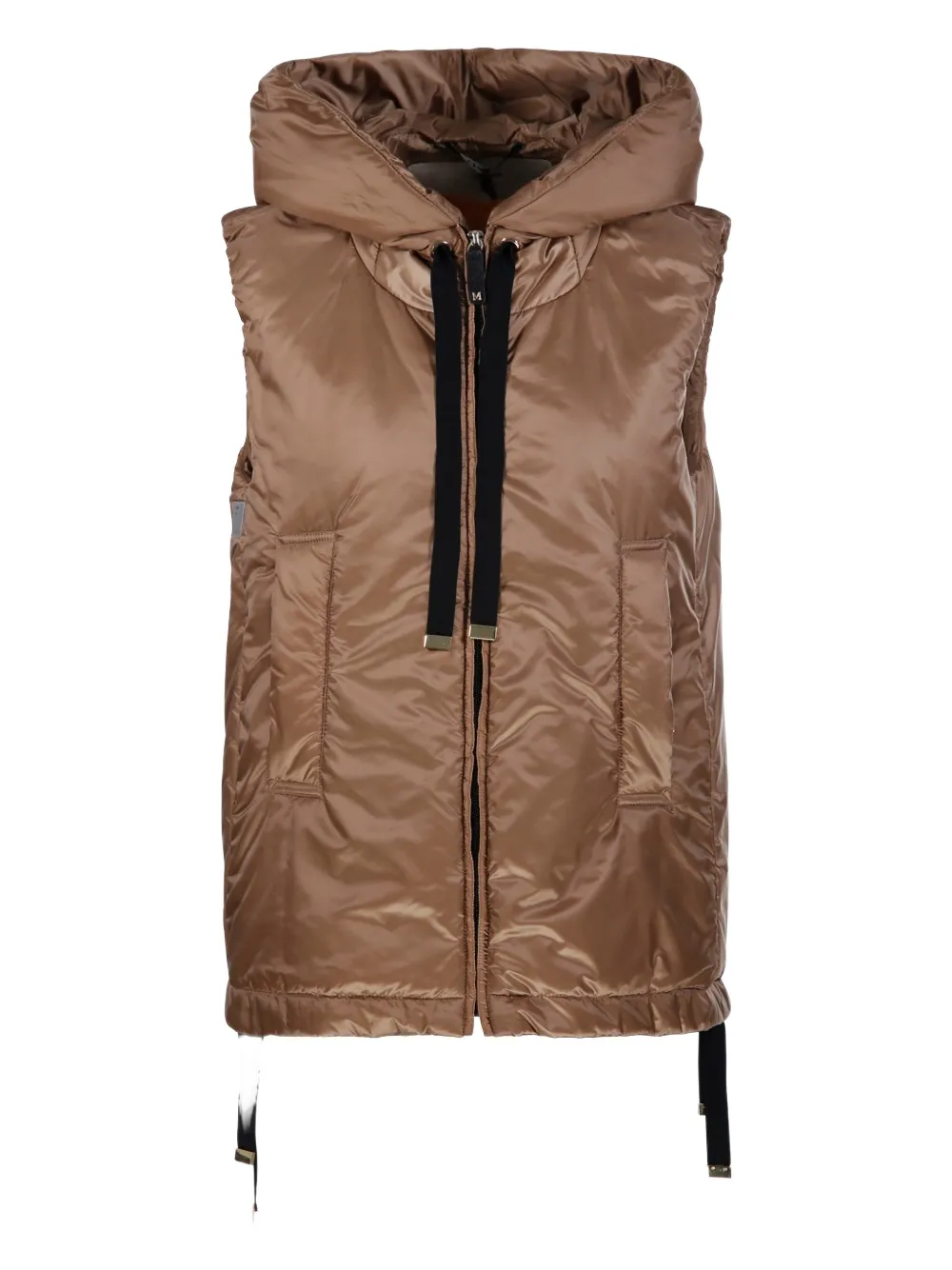 Max Mara Hooded Zip-up Gilet In Brown
