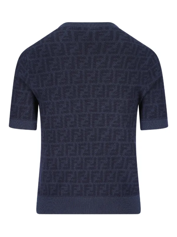 FENDI Jacquard Ribbed t-shirt | Blue | FARFETCH ID