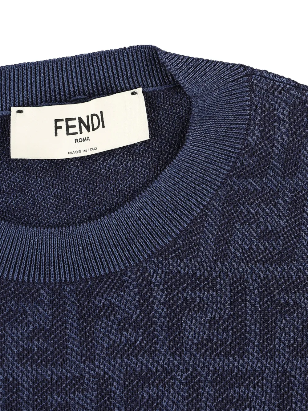  Fendi Jacquard Ribbed T-shirt - Blue 