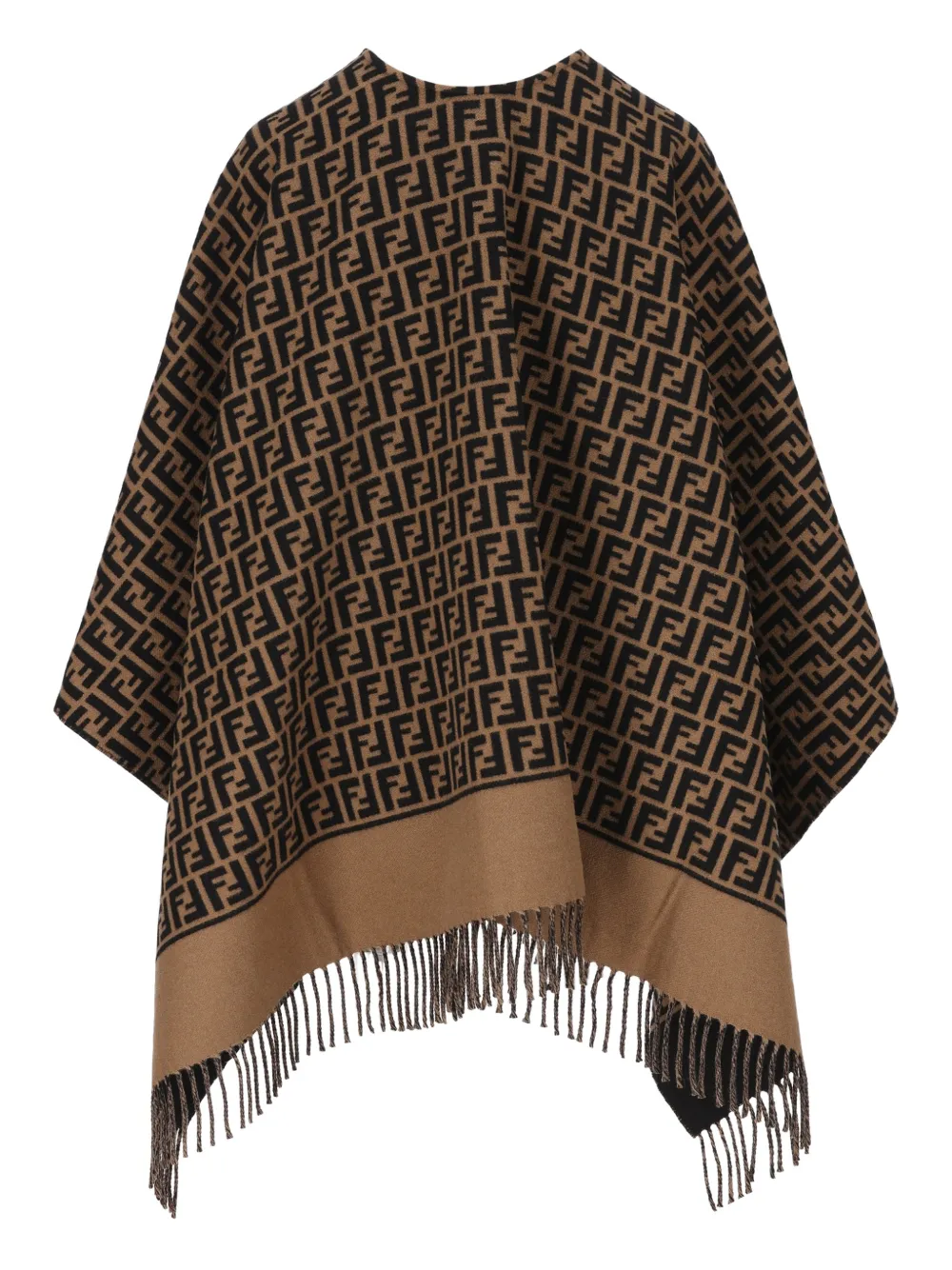 FENDI jacquard-pattern fringed poncho | Capes | Image 2