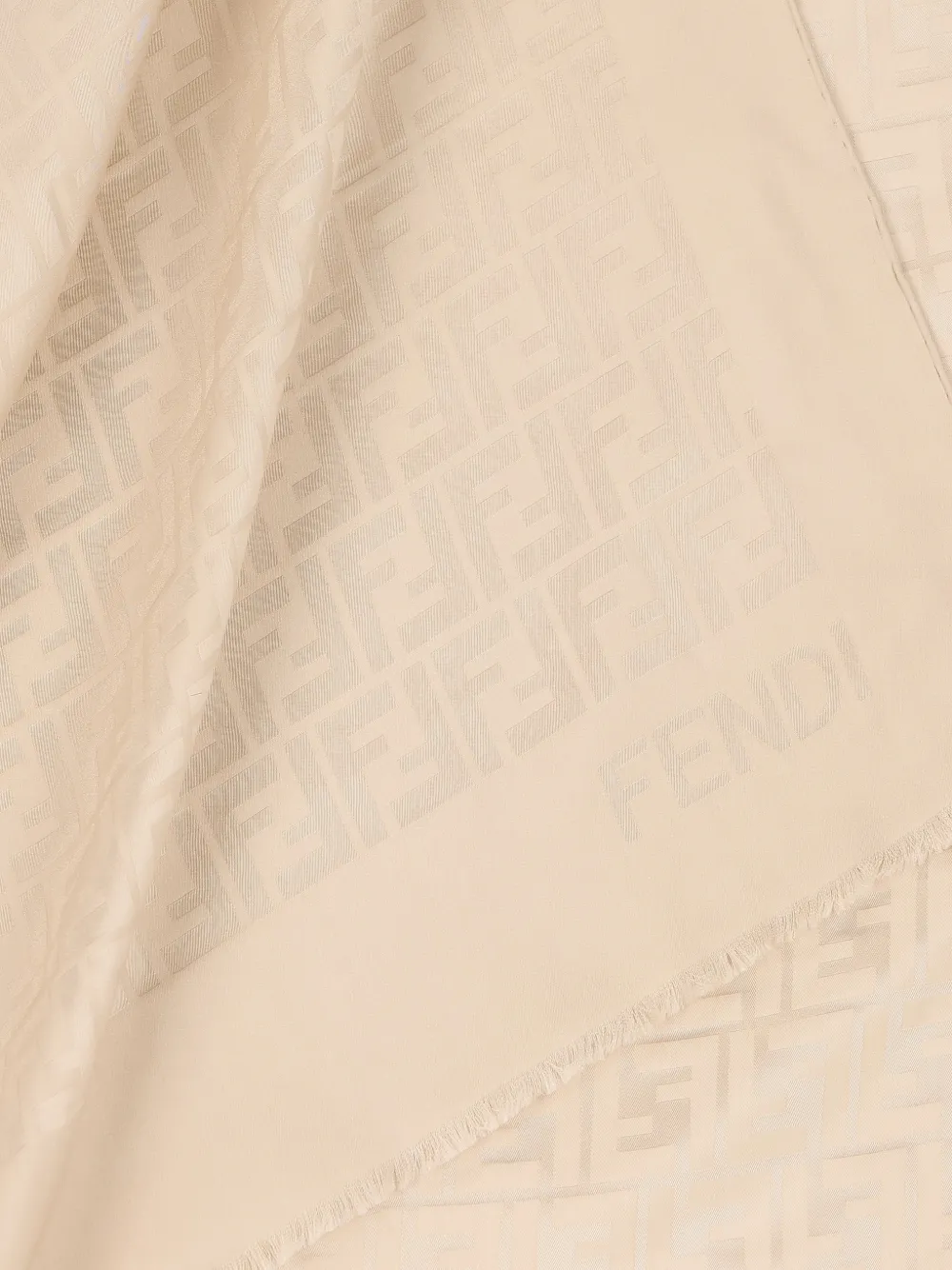 Fendi Ff Jacquard Silk Scarf In Neutral