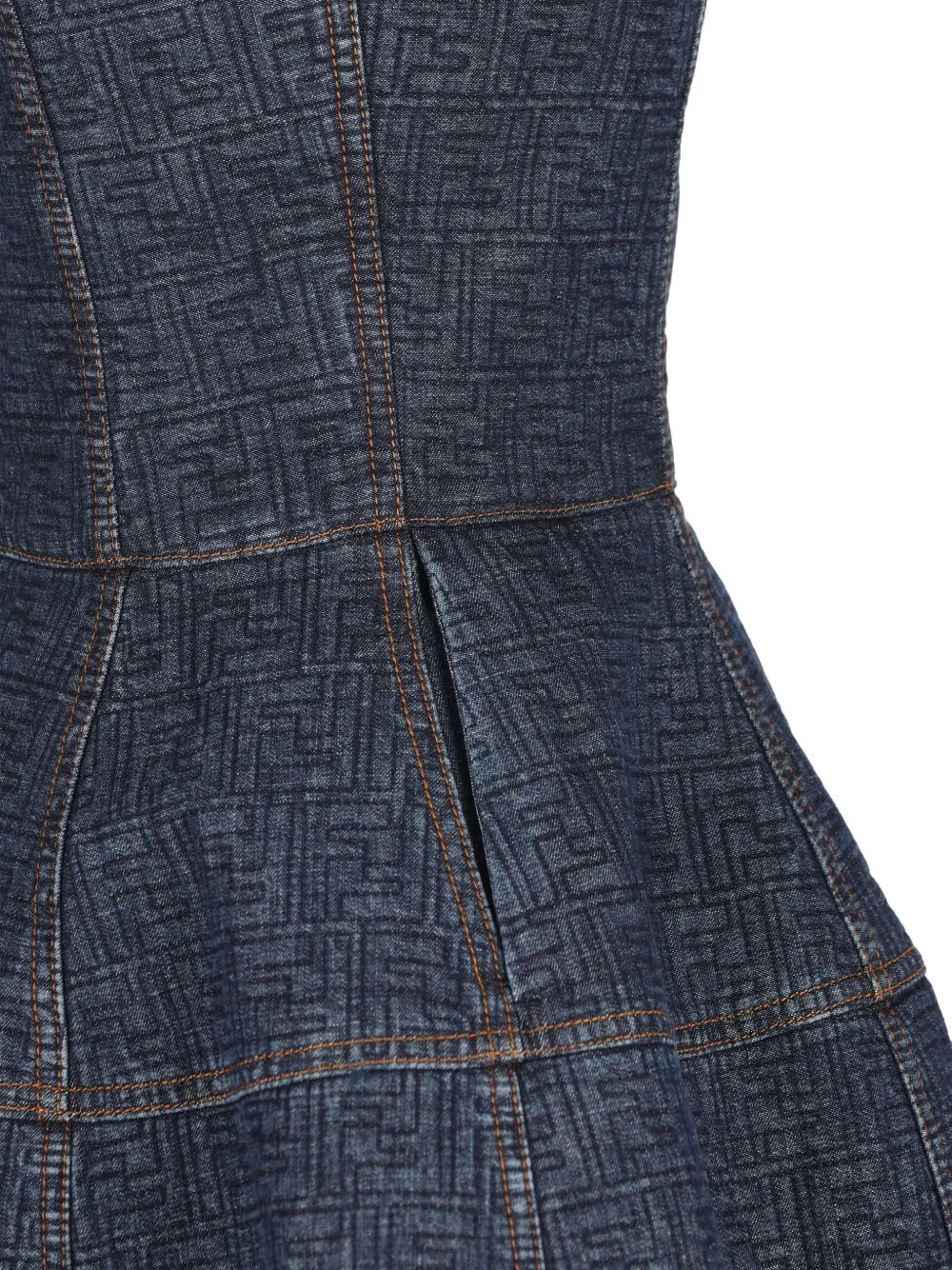 Fendi Ff Motif Denim Mini Dress In Blue