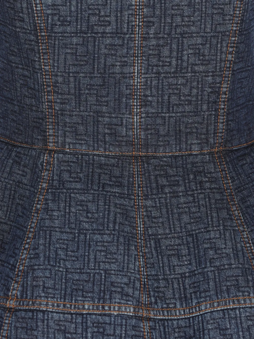 Fendi Ff Motif Denim Mini Dress In Blue