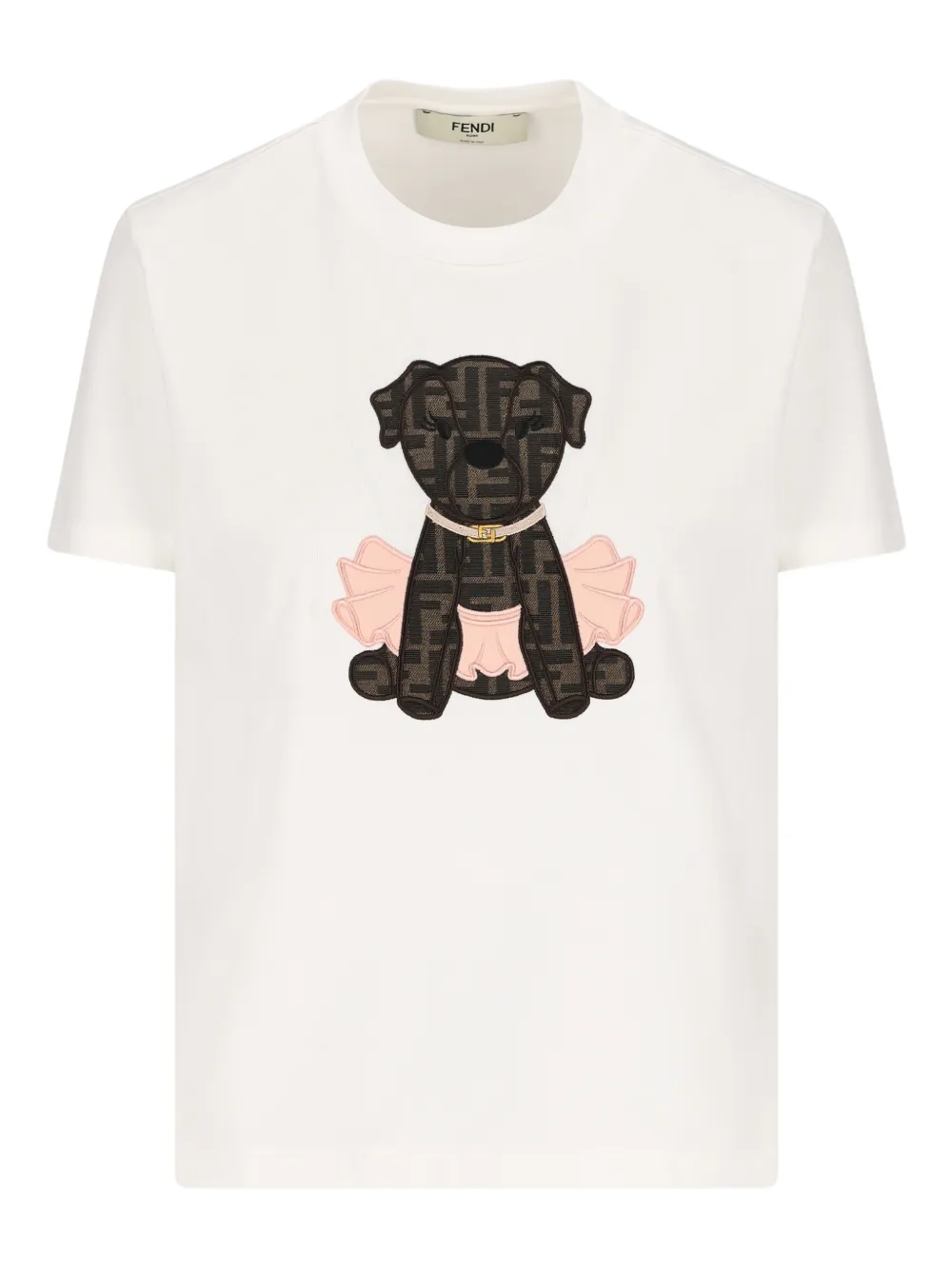 FENDI Fendi Itina dog-appliqué T-shirt - Bianco