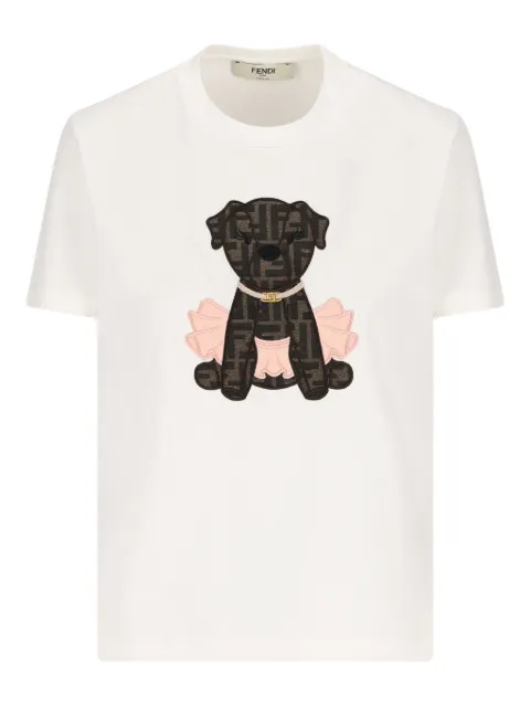 FENDI Fendi Itina dog-appliqué T-shirt