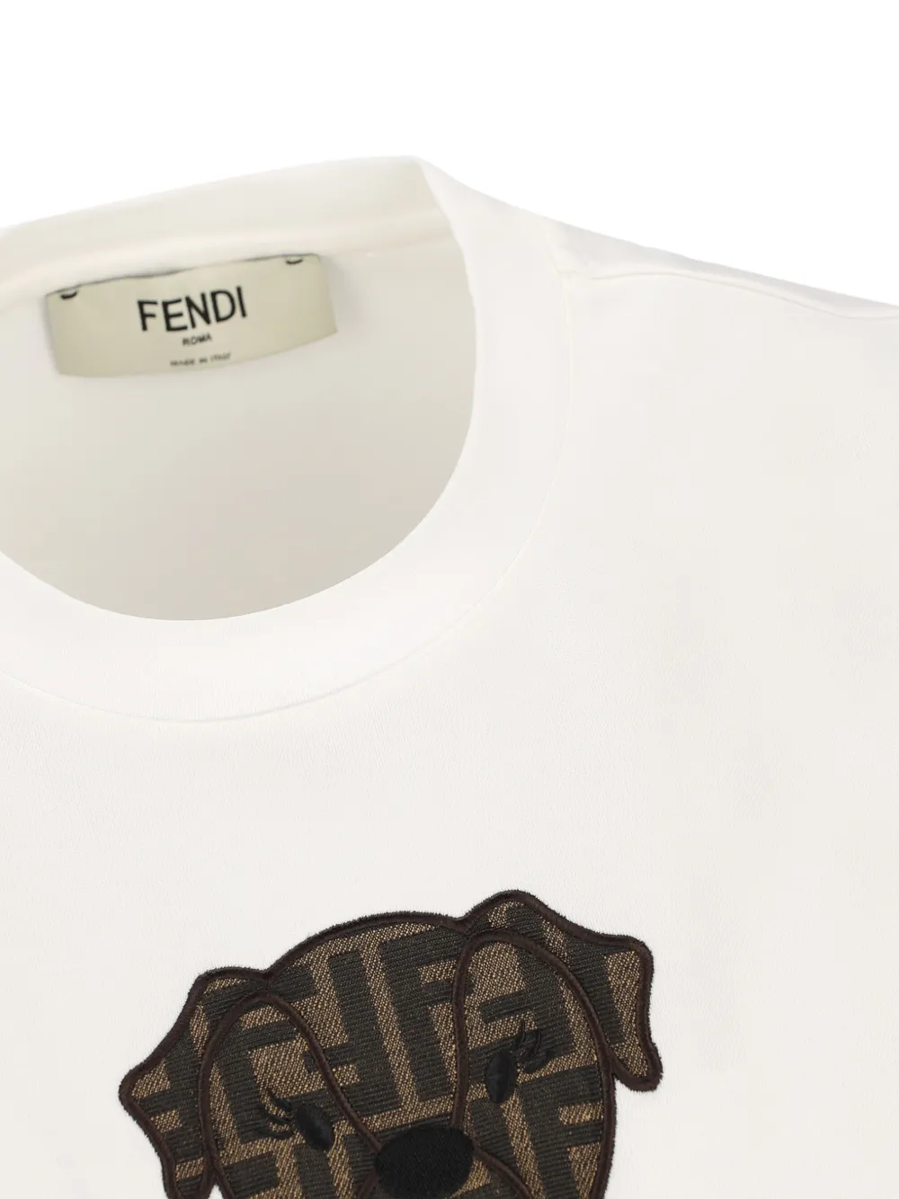  Fendi Fendi Itina Dog-appliqué T-shirt - White 