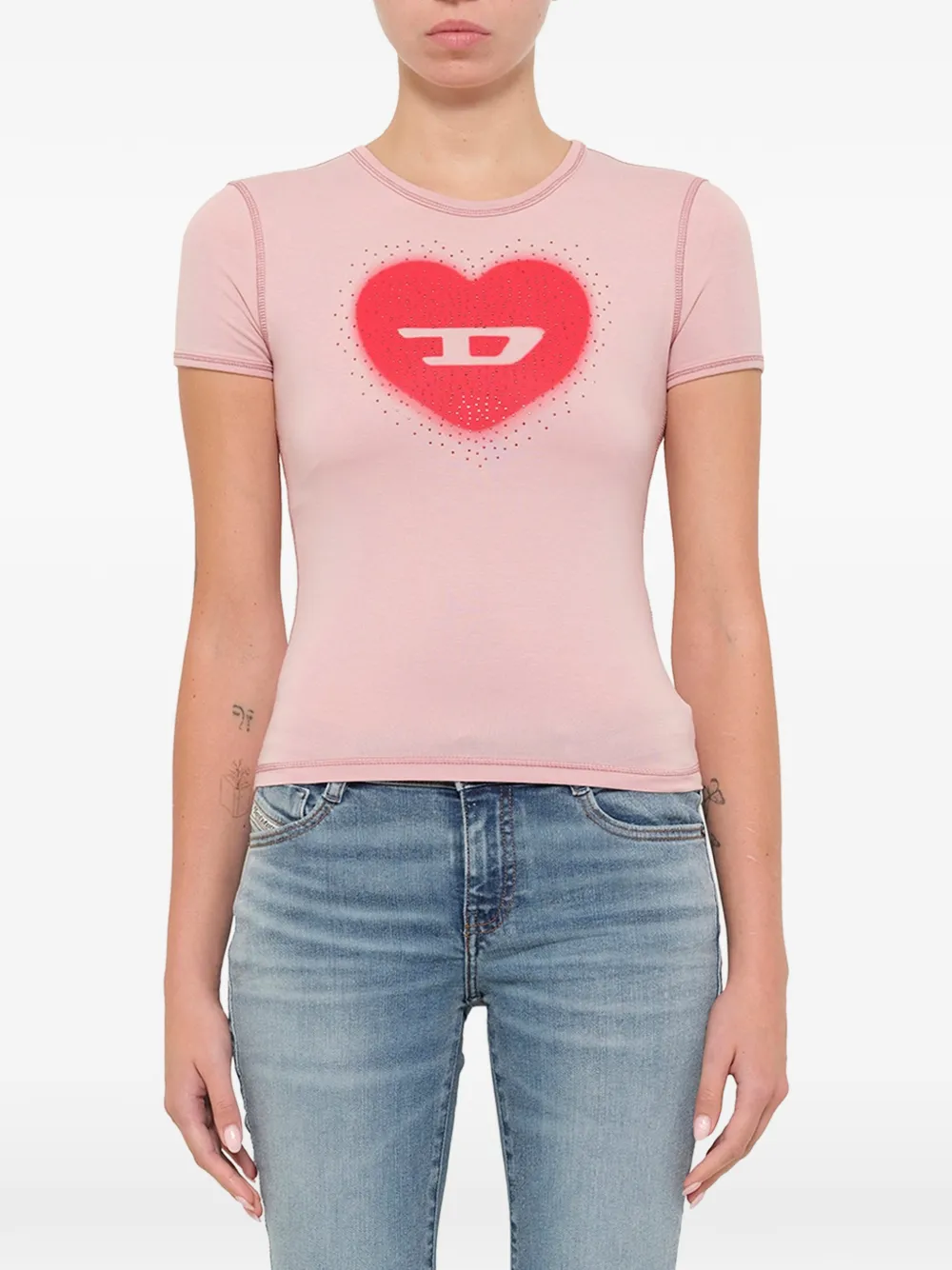 Diesel T-Uncuties-Long-S5 T-shirt met korte mouwen Roze