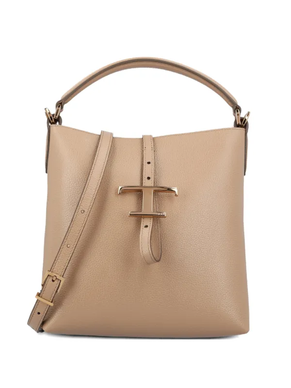 Tod's Mini T Timeless Bucket Bag in Neutrals