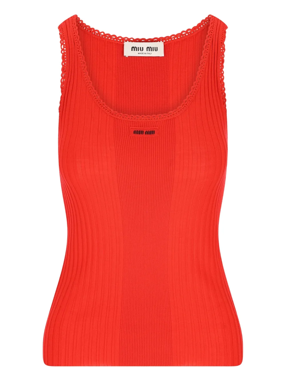 Miu Miu ribbed crocheted-edges top | Red | Image 1