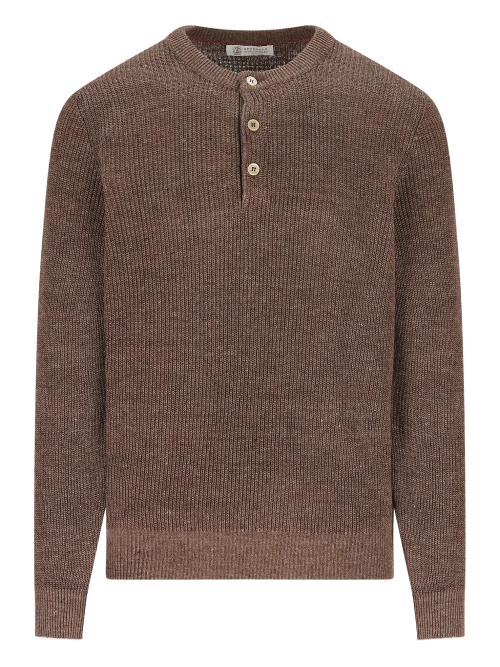 Brunello Cucinelli button-placket ribbed sweater | Brown | Image 1
