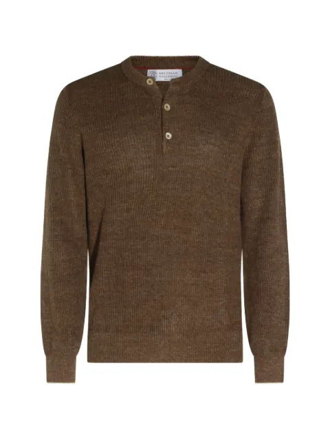 Brunello Cucinelli button-placket ribbed sweater