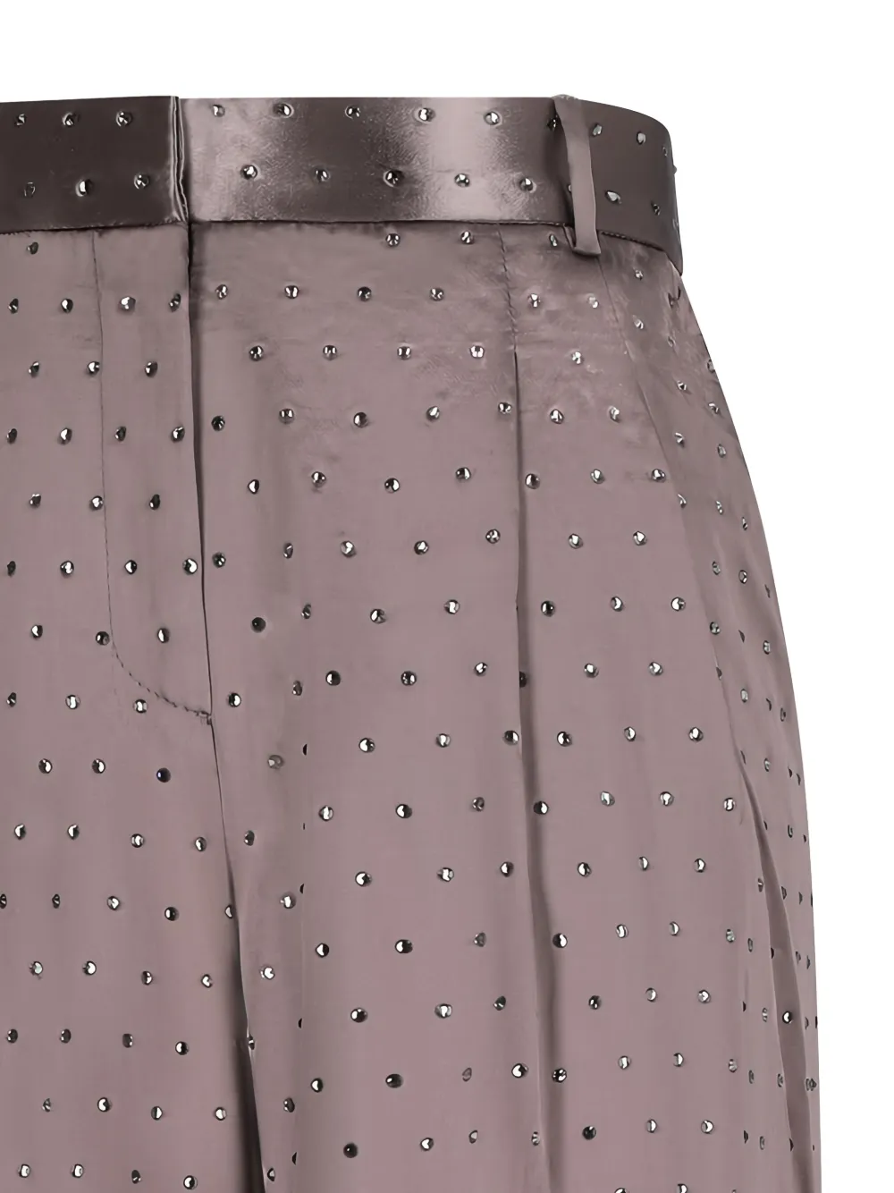 THE ANDAMANE Nathalie broek met wijde pijpen en kristallen Beige