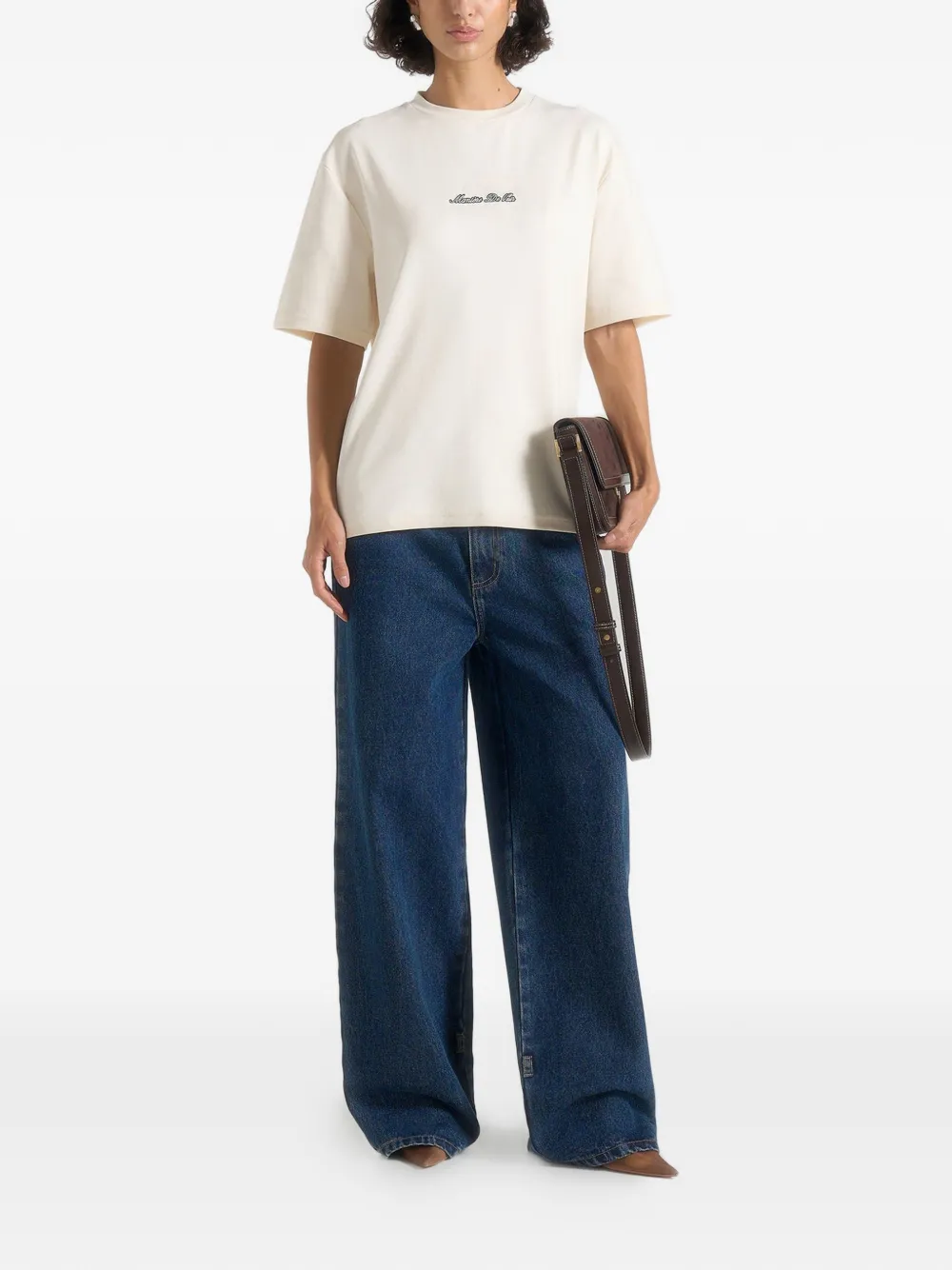 Manière De Voir TS001 Signature relaxed-fit katoenen T-shirt Beige