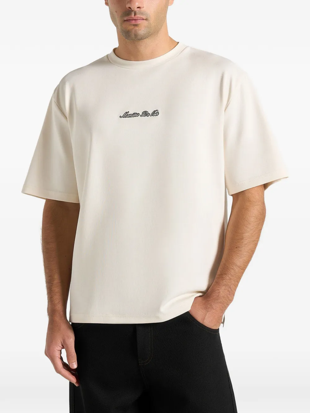 Manière De Voir TS001 Signature relaxed-fit katoenen T-shirt Beige