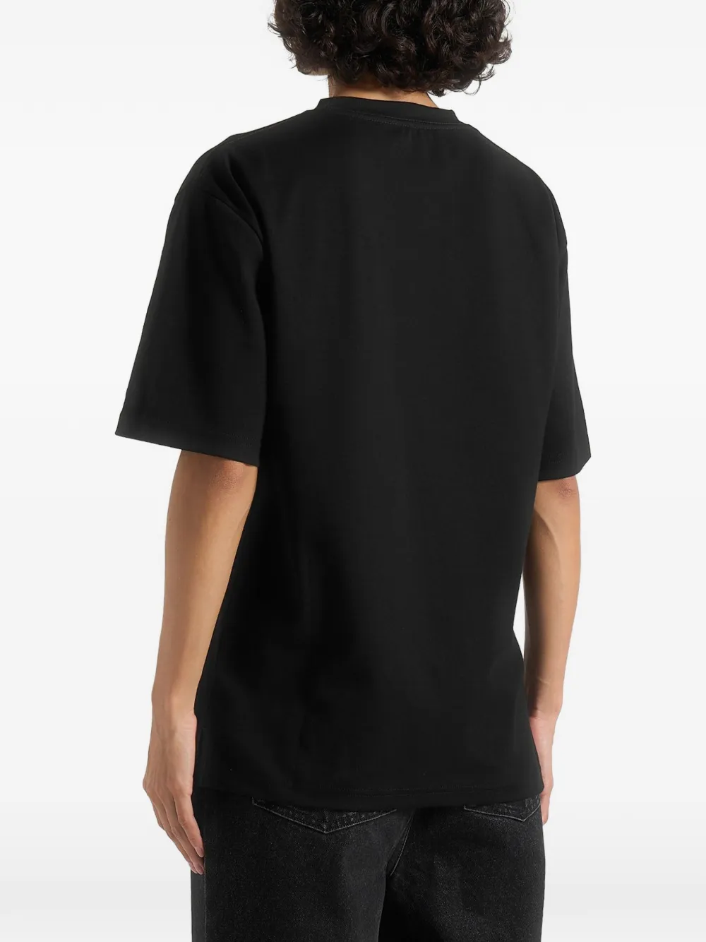 Ari Logo-Embroidery Relaxed-Fit Black Cotton T-Shirt