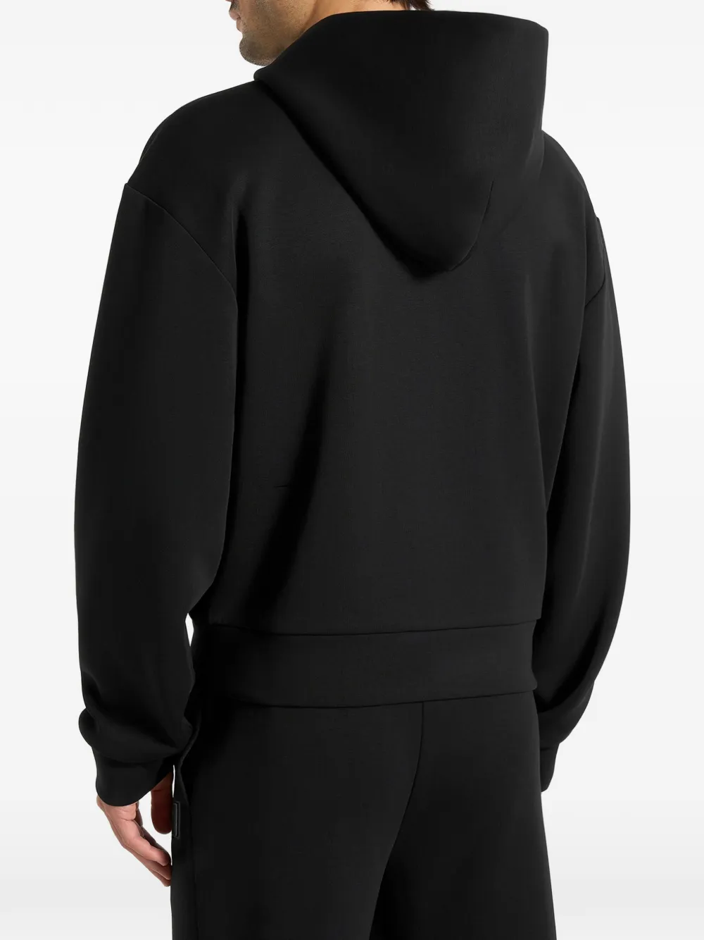 Manière De Voir Ray neopreen cropped hoodie met rits Zwart