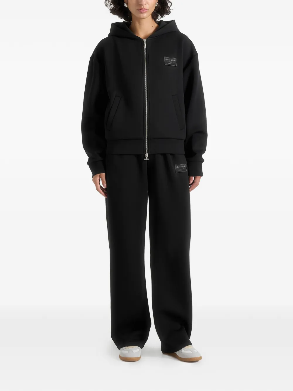 Manière De Voir Ray neopreen cropped hoodie met rits Zwart