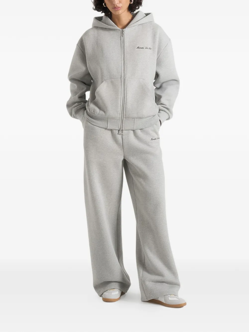 Manière De Voir JS002 Signature hoodie met rits Grijs