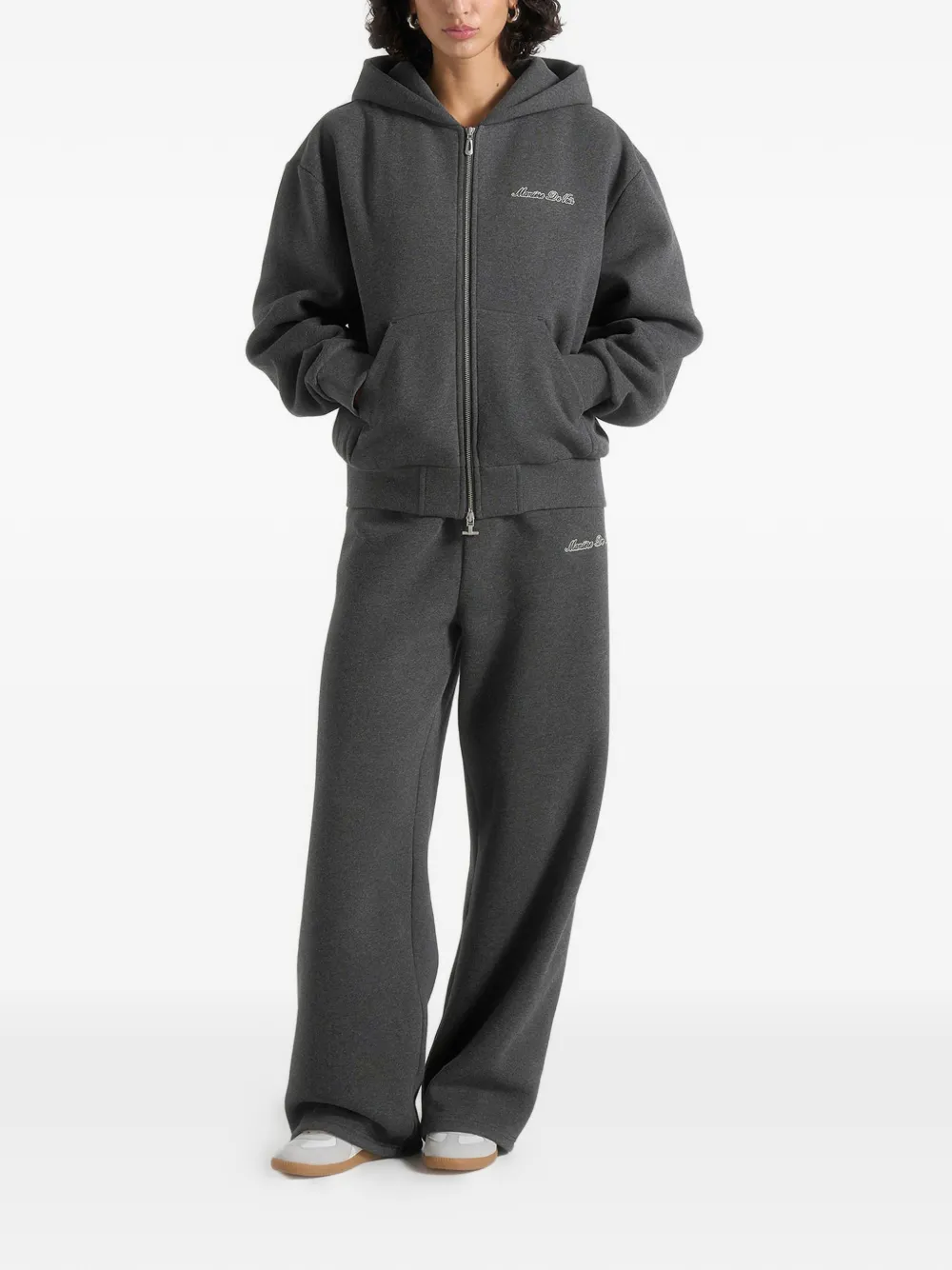 Manière De Voir JS002 Signature hoodie met rits Grijs