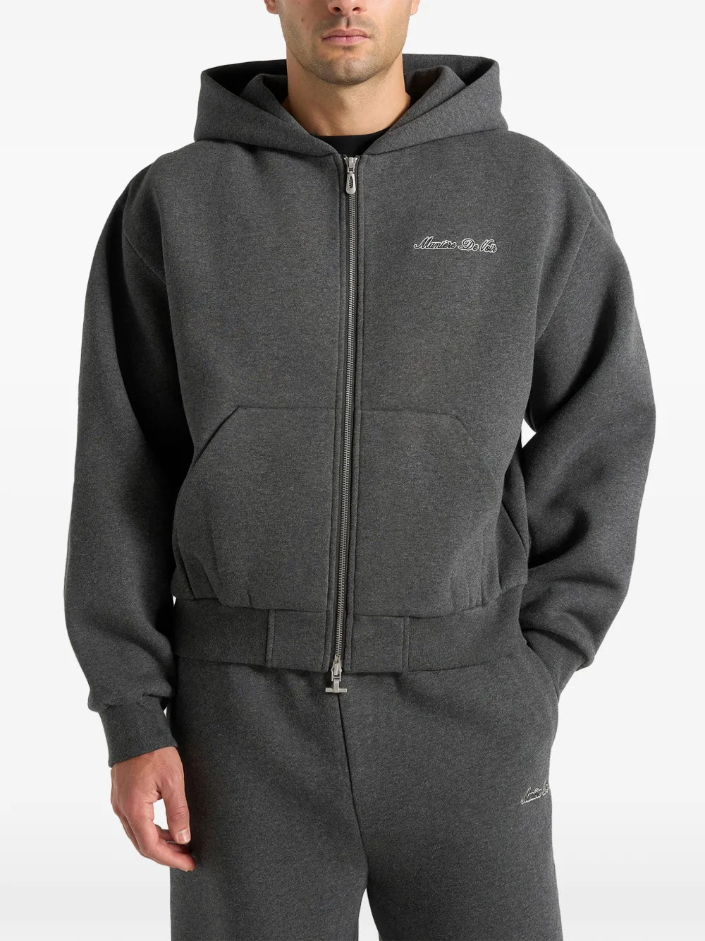 Manière De Voir JS002 Signature hoodie met rits Grijs