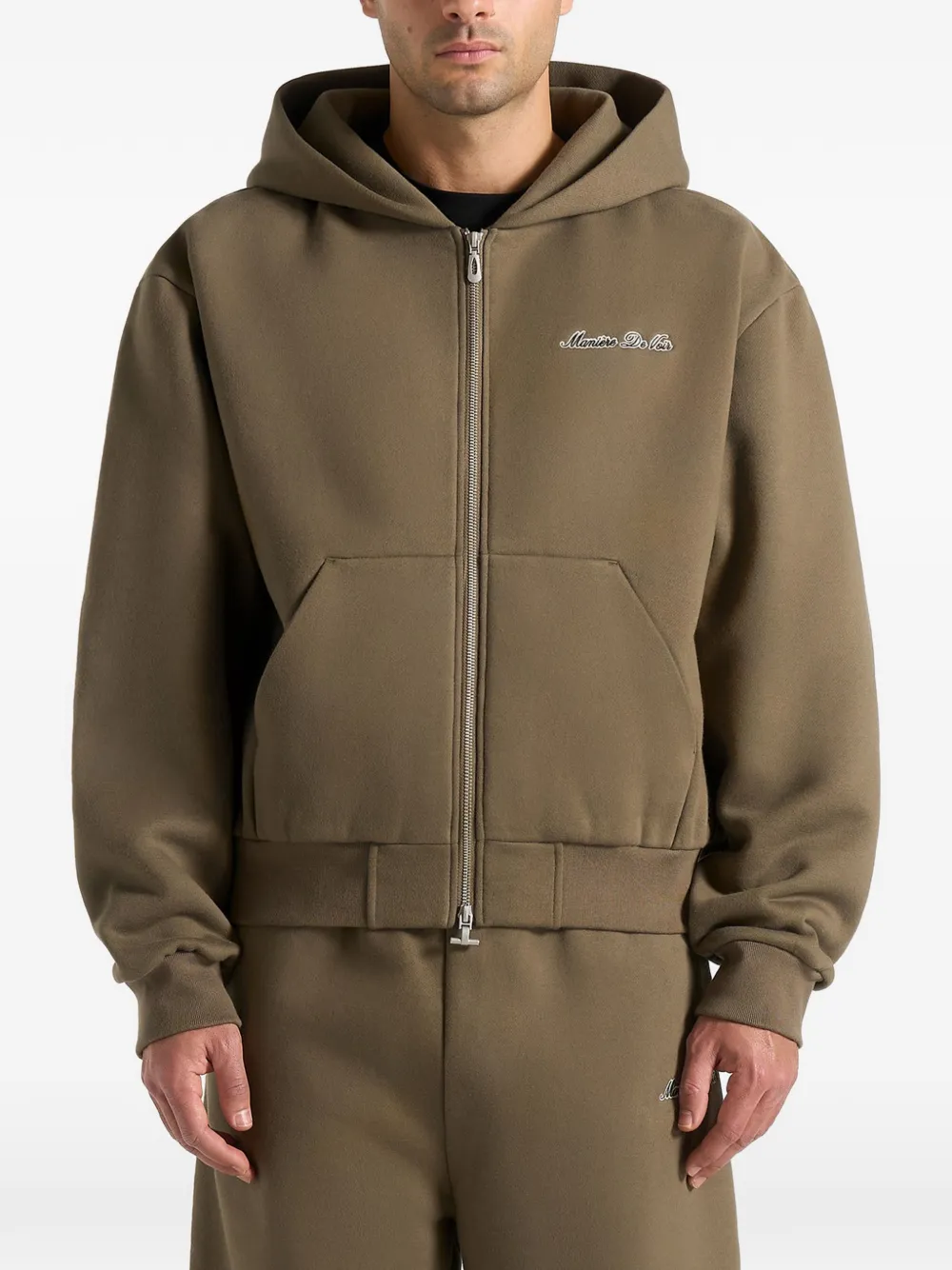 Manière De Voir JS002 Signature hoodie met rits Groen
