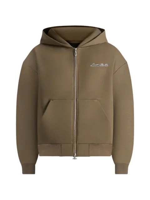 Manière De Voir Zia zip-fastening logo-embroidery relaxed-fit green hoodie