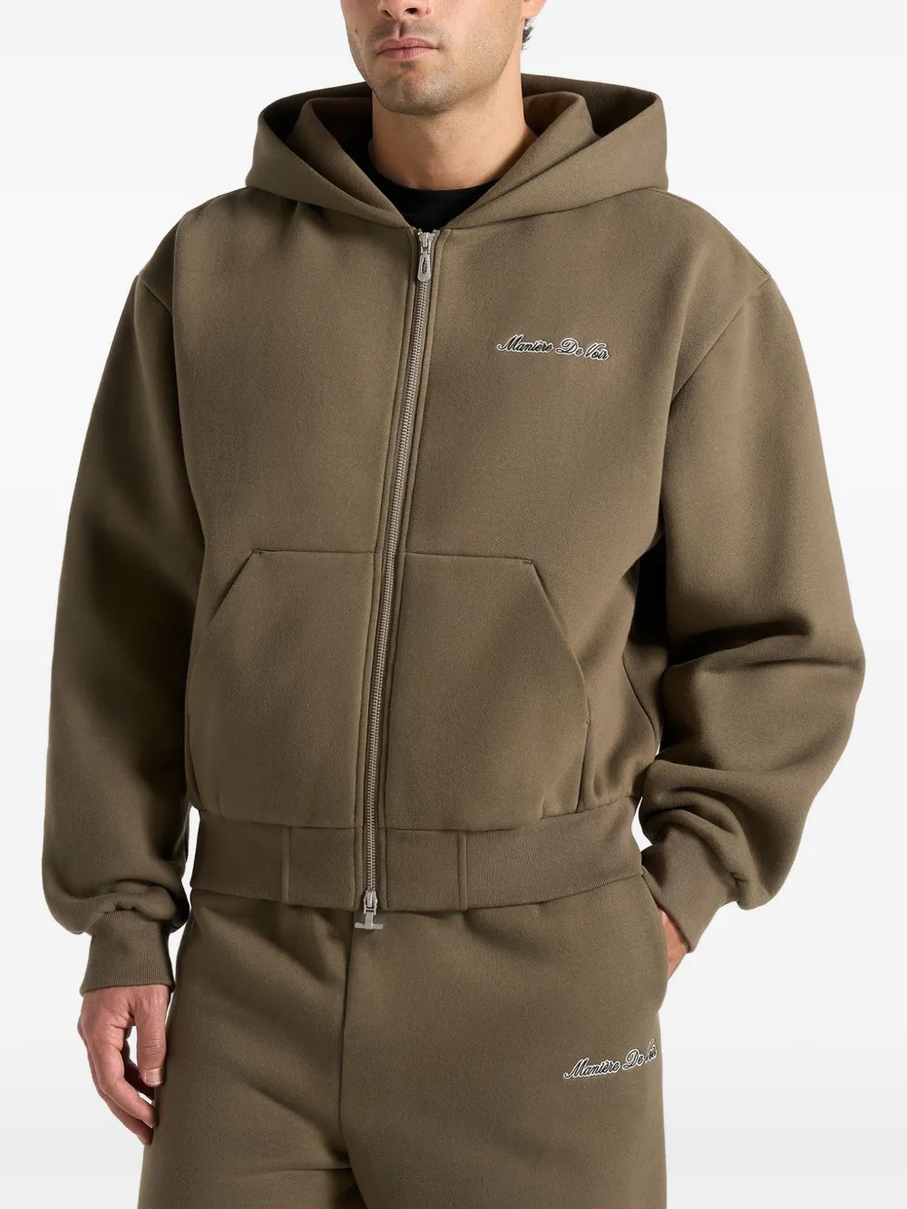 Manière De Voir JS002 Signature hoodie met rits Groen