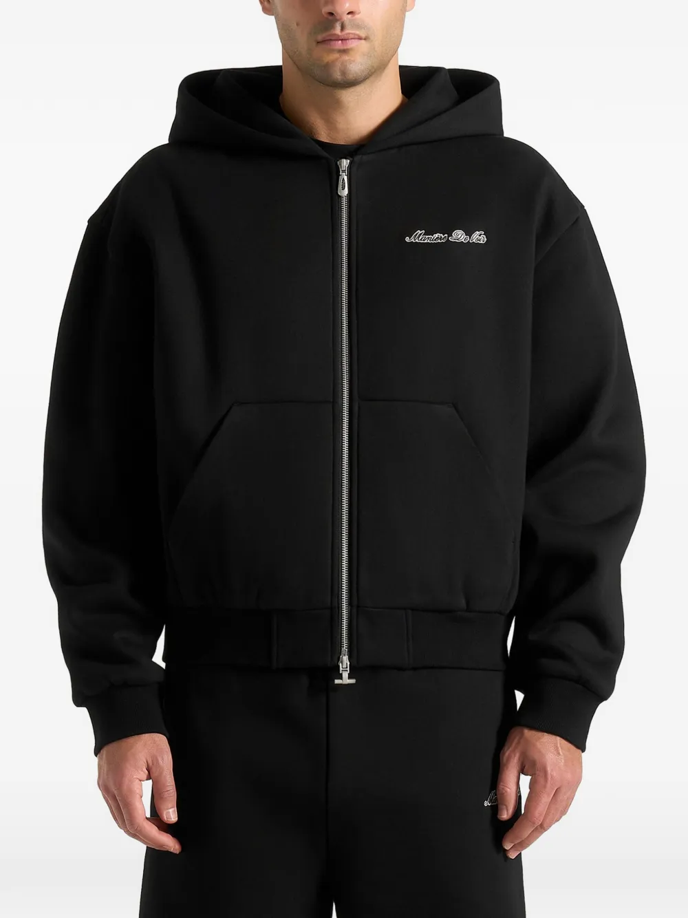 Manière De Voir Zia ruimvallende hoodie met ritssluiting en geborduurd logo Zwart