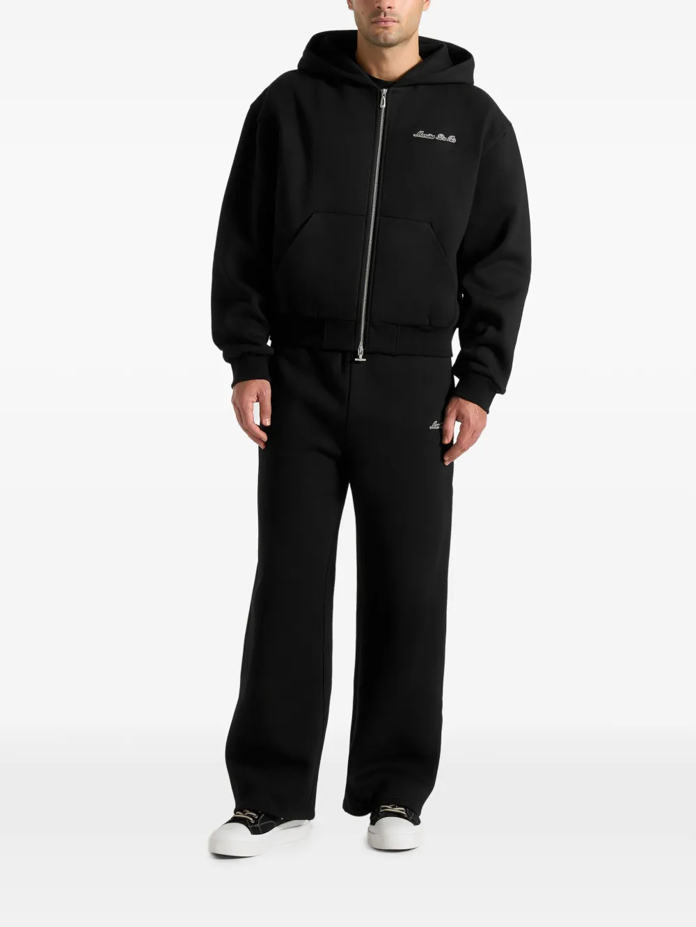 Manière De Voir Zia ruimvallende hoodie met ritssluiting en geborduurd logo Zwart
