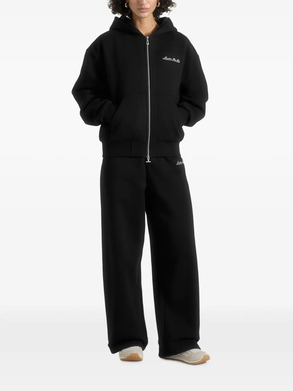 Manière De Voir Zia ruimvallende hoodie met ritssluiting en geborduurd logo Zwart