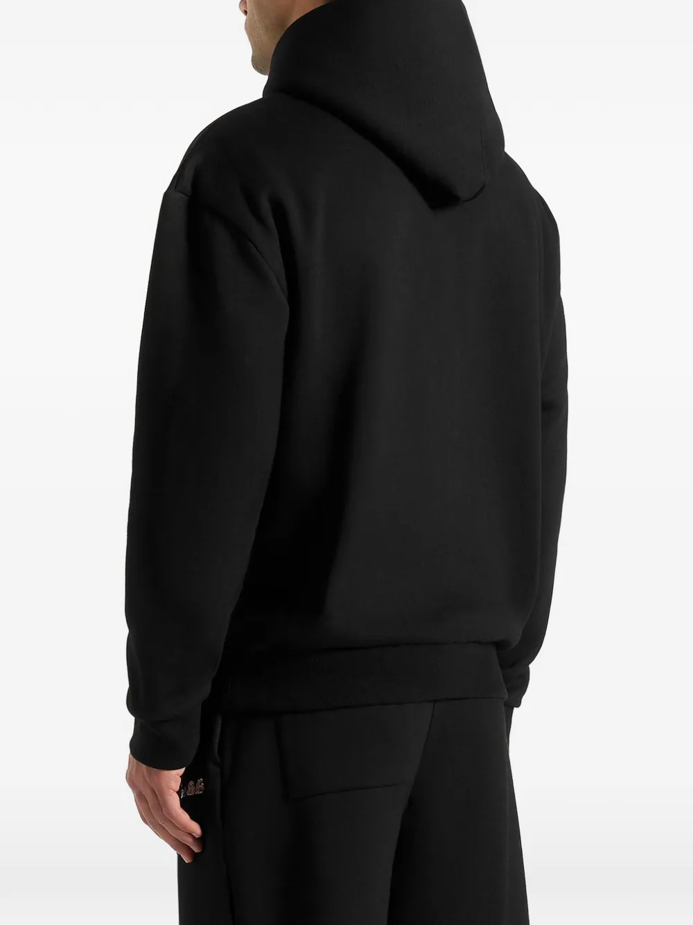 Ollie Logo-Embroidery Relaxed-Fit Black Hoodie
