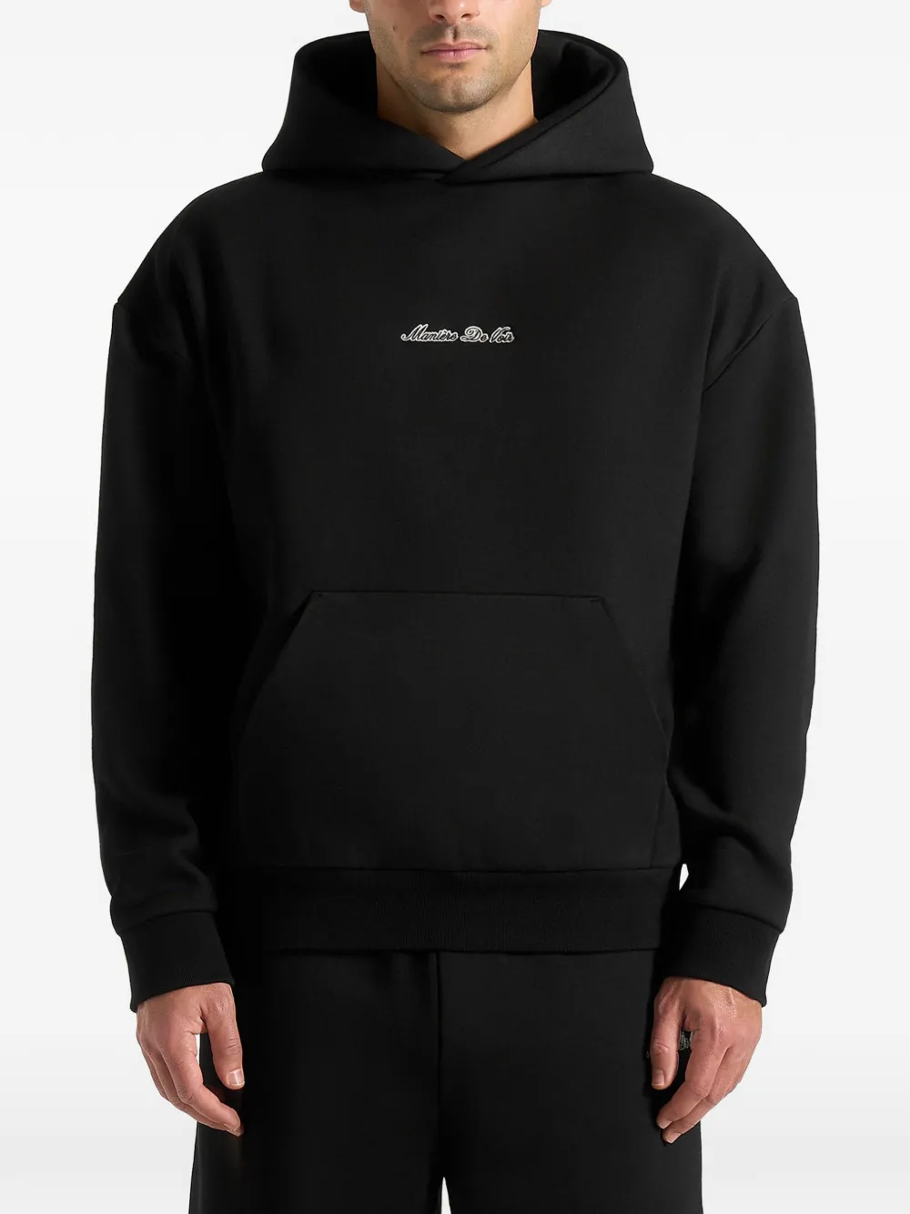 Ollie Logo-Embroidery Relaxed-Fit Black Hoodie