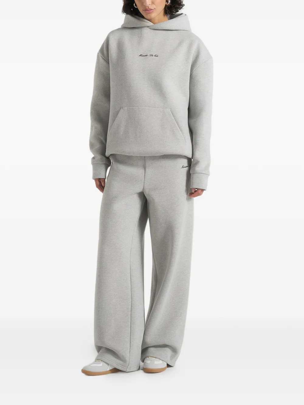 Manière De Voir Ollie ruimvallende hoodie met geborduurd logo Grijs