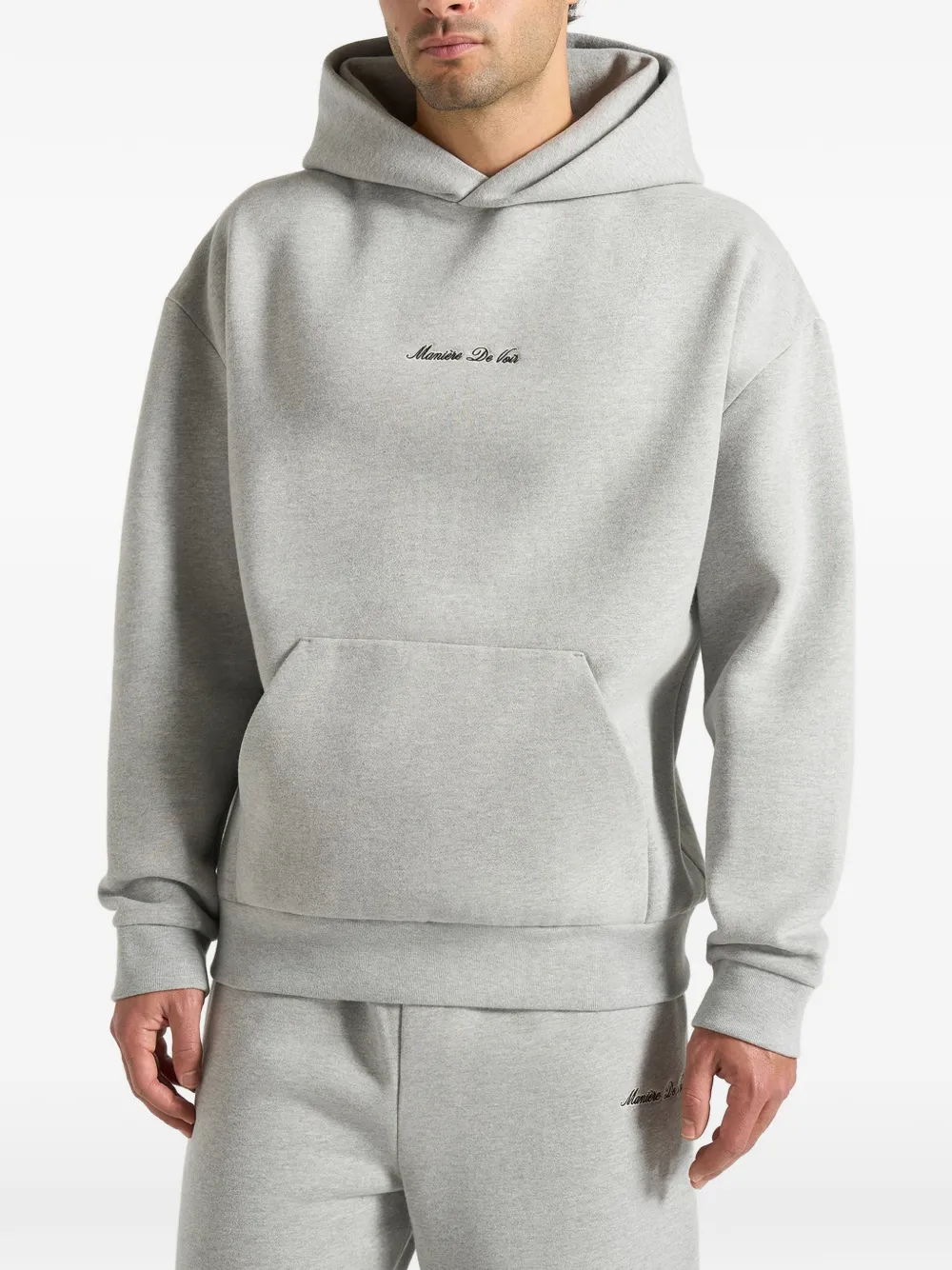 Manière De Voir Ollie ruimvallende hoodie met geborduurd logo Grijs