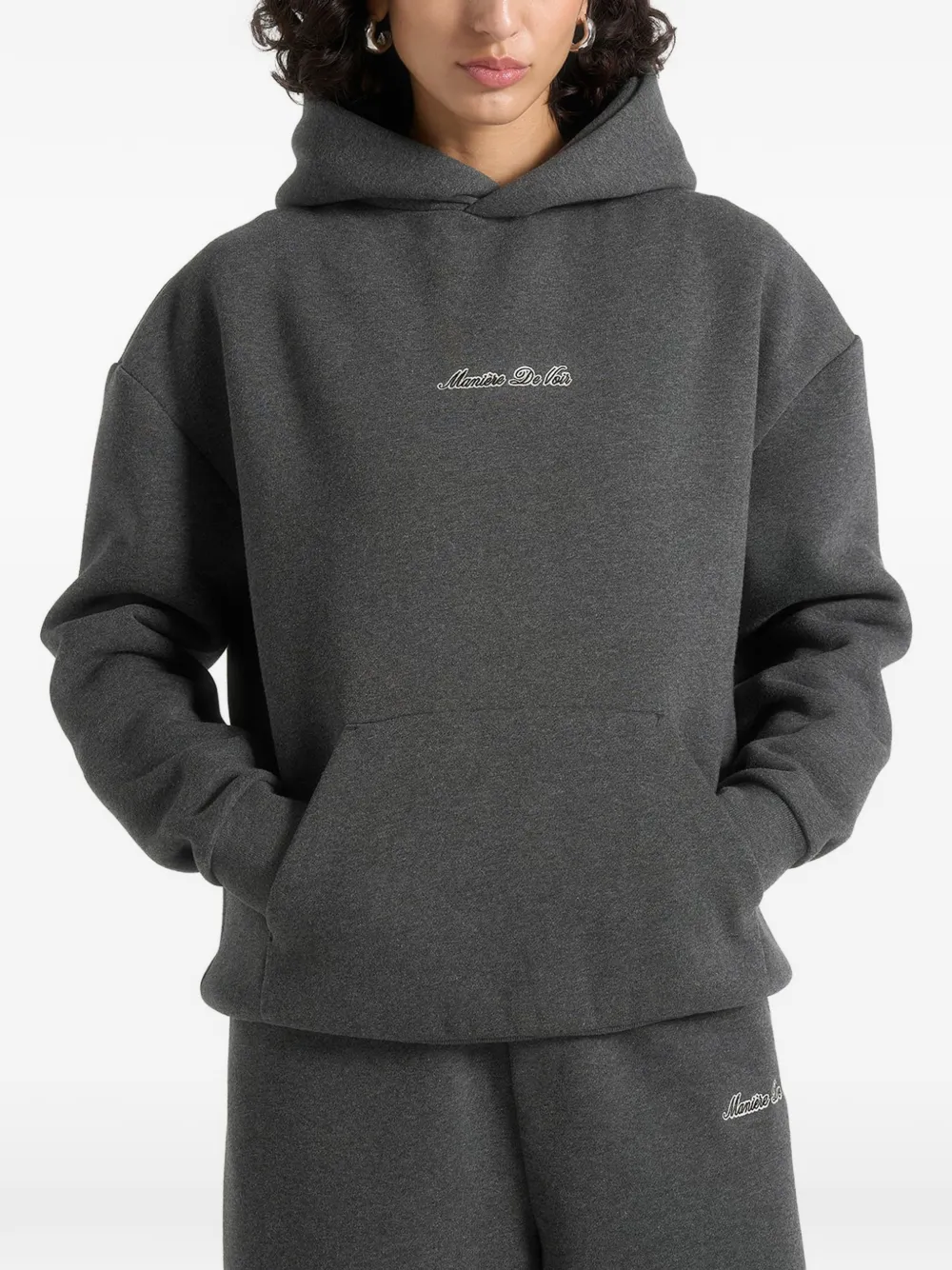 Manière De Voir S001 Signature relaxed-fit hoodie Grijs