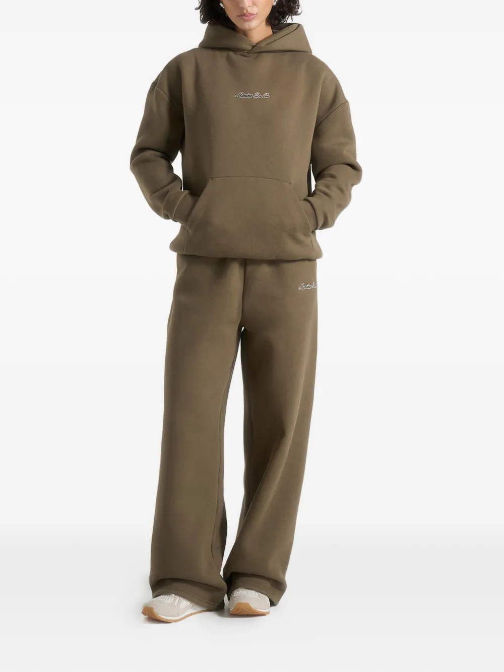 Ollie Logo-Embroidery Relaxed-Fit Green Hoodie