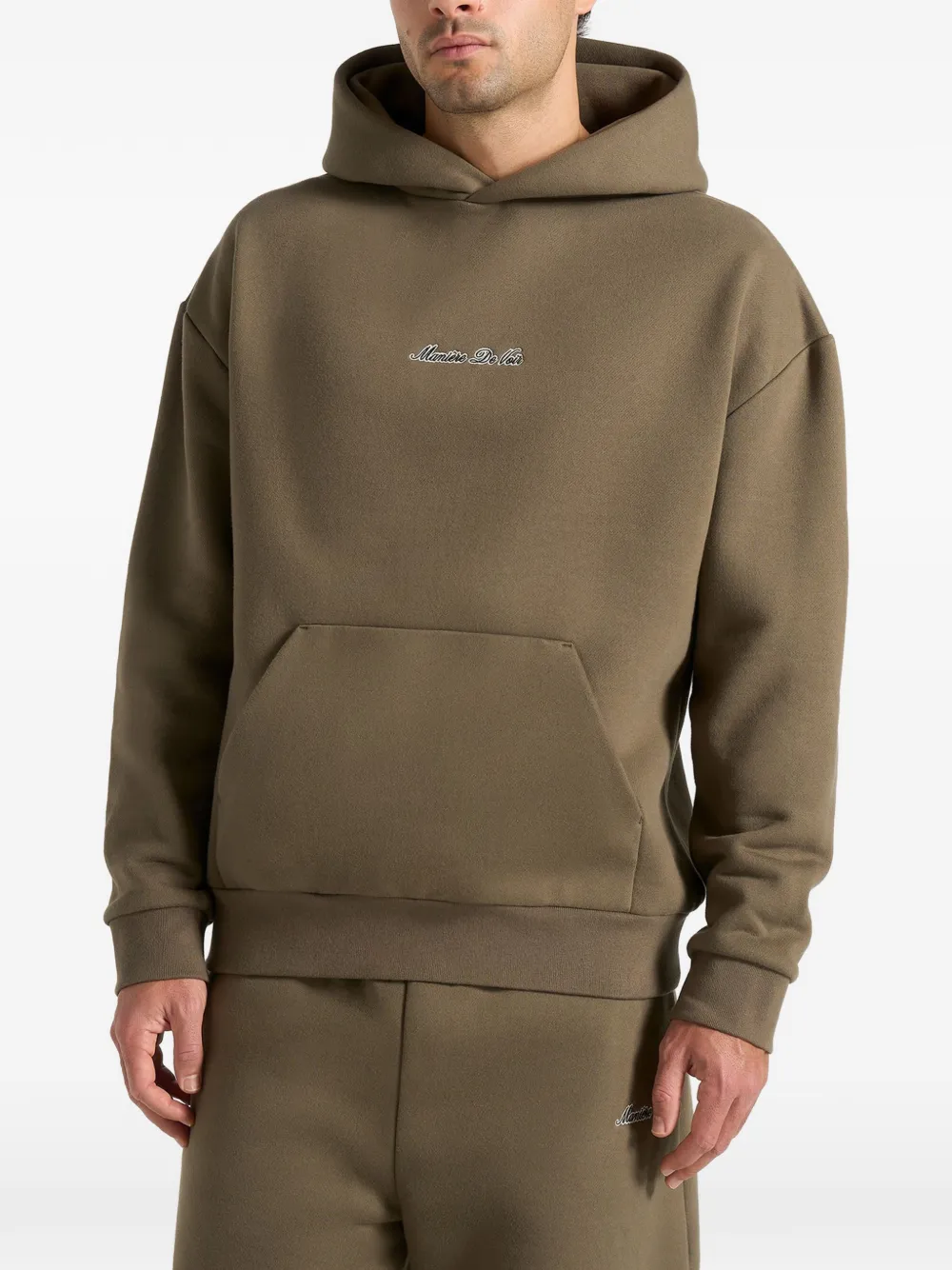 Ollie Logo-Embroidery Relaxed-Fit Green Hoodie