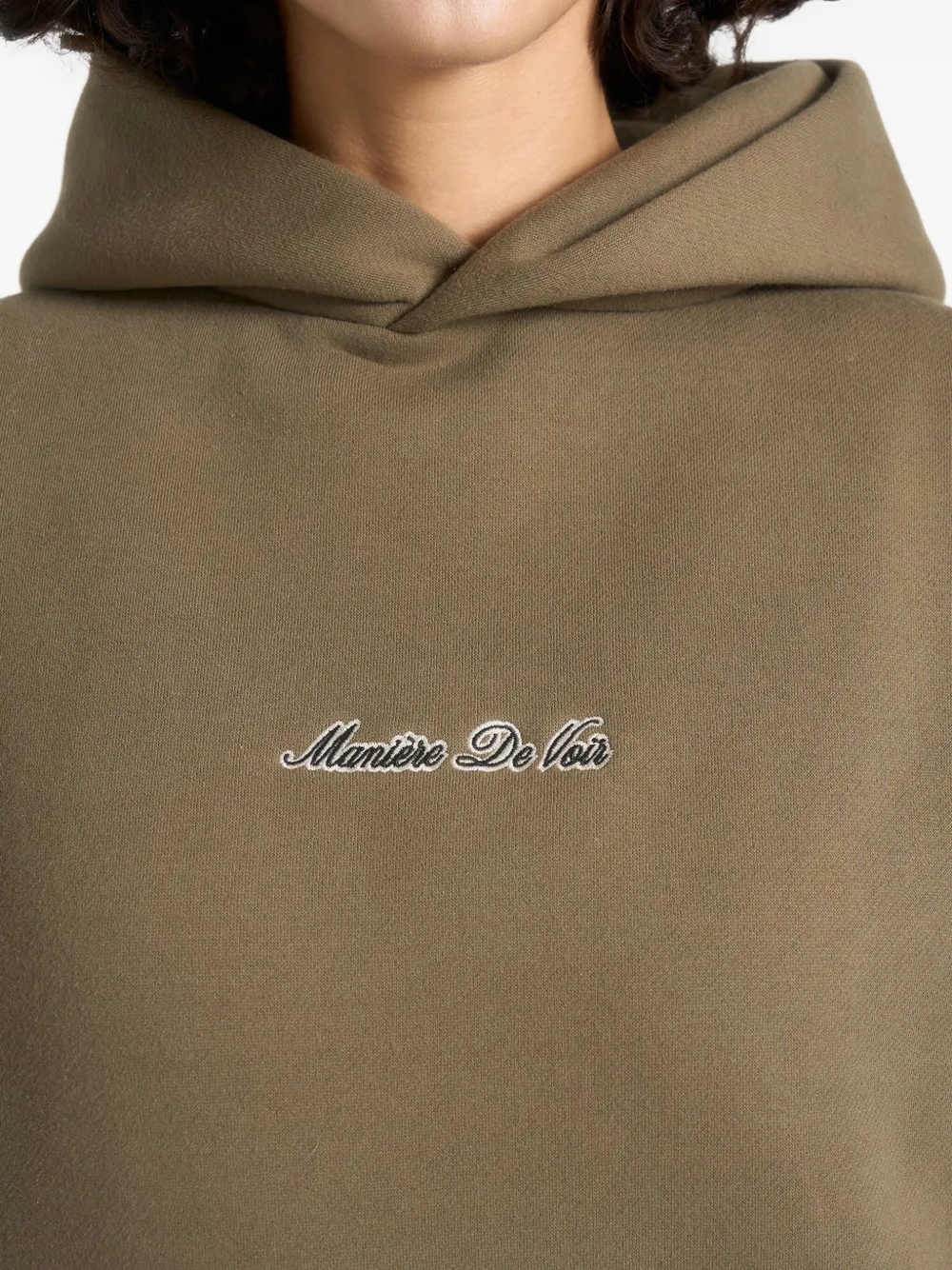 Ollie Logo-Embroidery Relaxed-Fit Green Hoodie