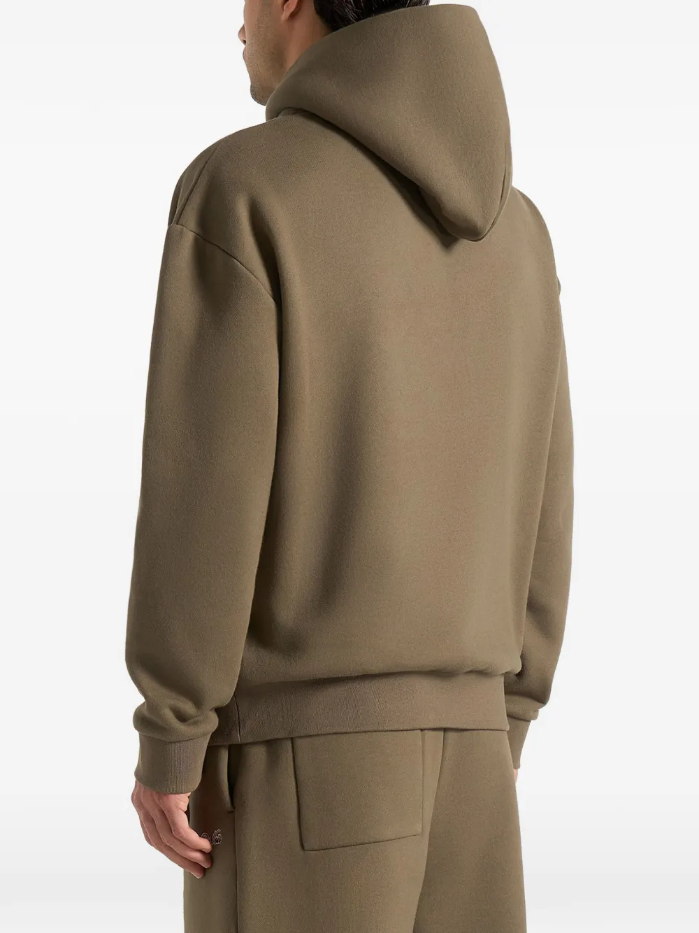Ollie Logo-Embroidery Relaxed-Fit Green Hoodie