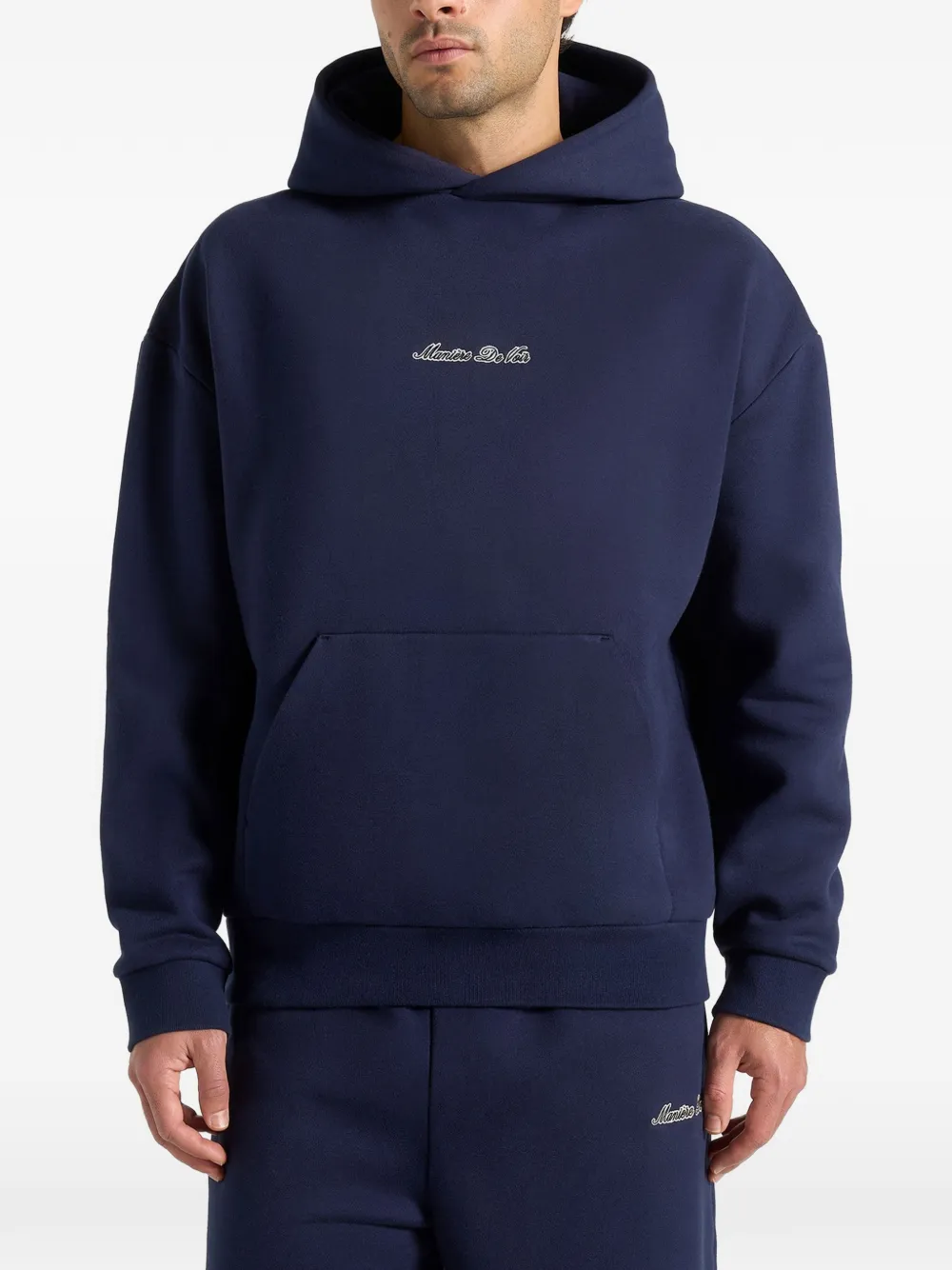 Manière De Voir JS001 Signature relaxed-fit hoodie Blauw