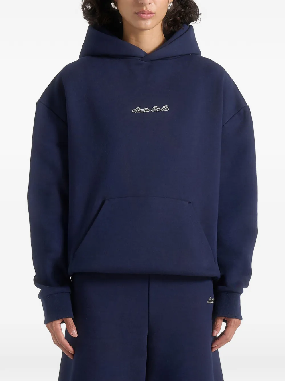 Manière De Voir JS001 Signature relaxed-fit hoodie Blauw